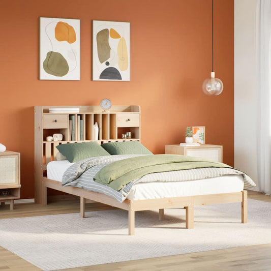 Bookcase Bed without Mattress 135x190 cm Double Solid Wood Pine