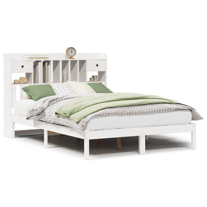 Bookcase Bed without Mattress White 140x200 cm Solid Wood Pine