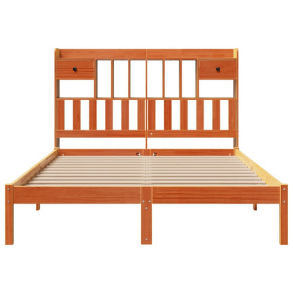 Bookcase Bed without Mattress Wax Brown 160x200 cm Solid Wood Pine