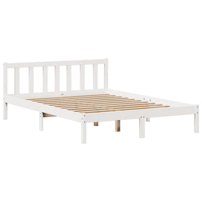 Bookcase Bed without Mattress White 150x200 cm King Solid Wood Pine