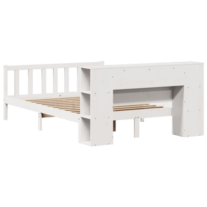 Bookcase Bed without Mattress White 150x200 cm King Solid Wood Pine