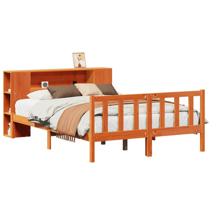 Bookcase Bed without Mattress Wax Brown 140x200 cm Solid Wood Pine