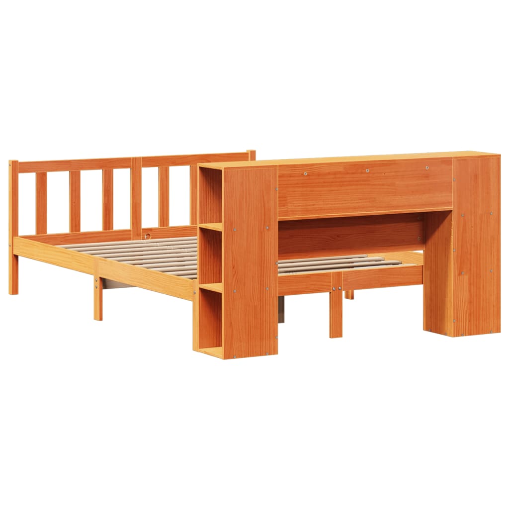 Bookcase Bed without Mattress Wax Brown 140x200 cm Solid Wood Pine