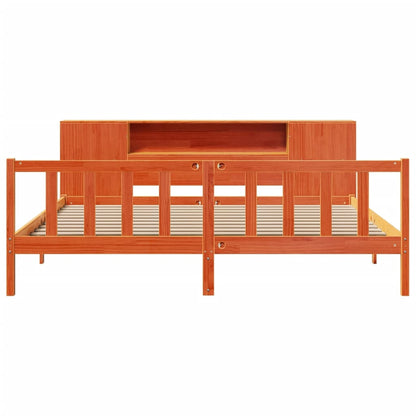 Bookcase Bed without Mattress Wax Brown 200x200 cm Solid Wood Pine