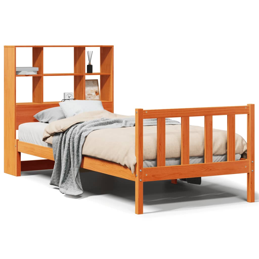 Bookcase Bed without Mattress Wax Brown 75x190 cm Small Single Solid Wood Pine