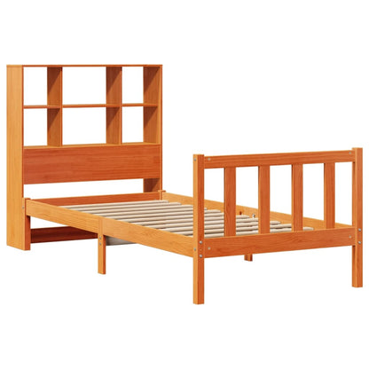Bookcase Bed without Mattress Wax Brown 100x200 cm Solid Wood Pine