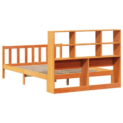 Bookcase Bed without Mattress Wax Brown 140x200 cm Solid Wood Pine