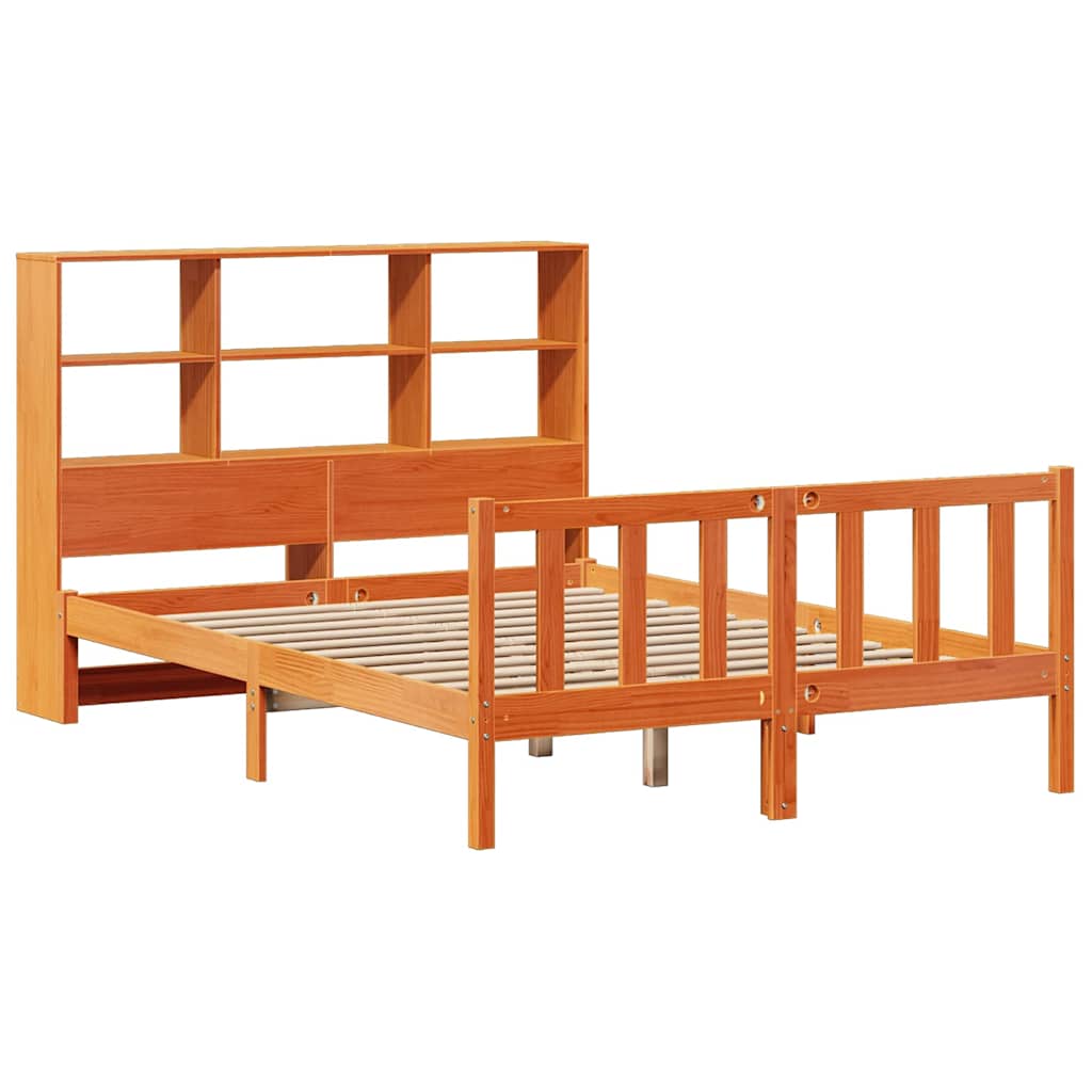 Bookcase Bed without Mattress Wax Brown 160x200 cm Solid Wood Pine