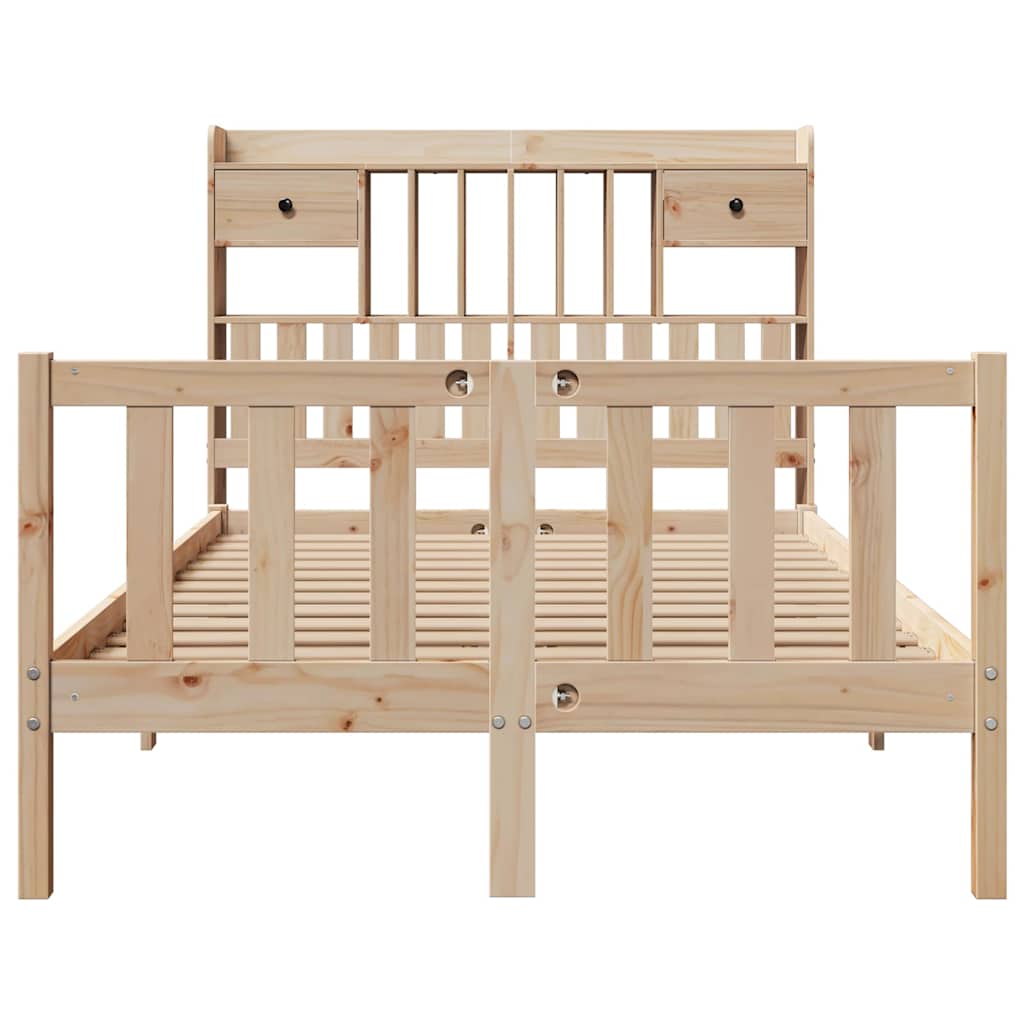 Bookcase Bed without Mattress 135x190 cm Double Solid Wood Pine