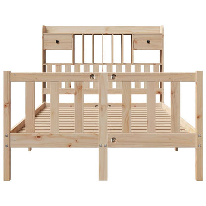 Bookcase Bed without Mattress 135x190 cm Double Solid Wood Pine