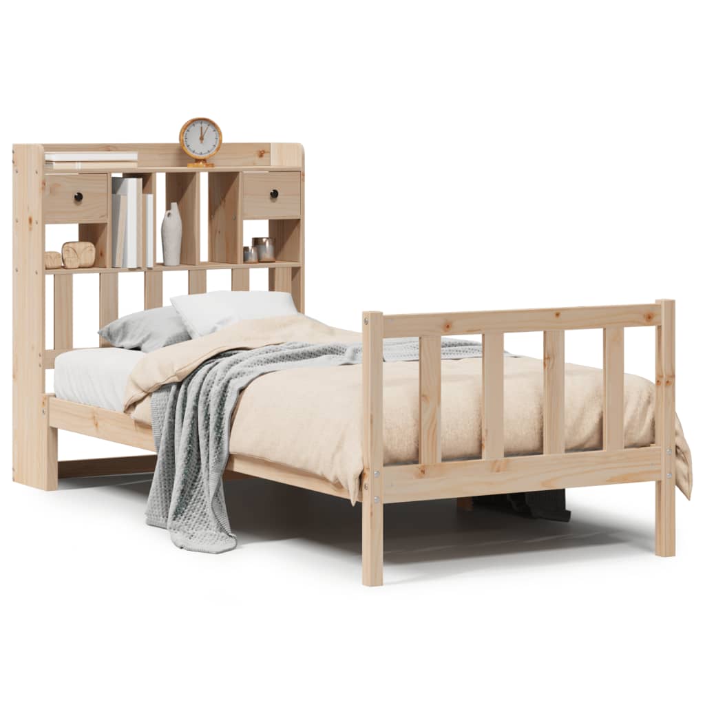Bookcase Bed without Mattress 90x200 cm Solid Wood Pine