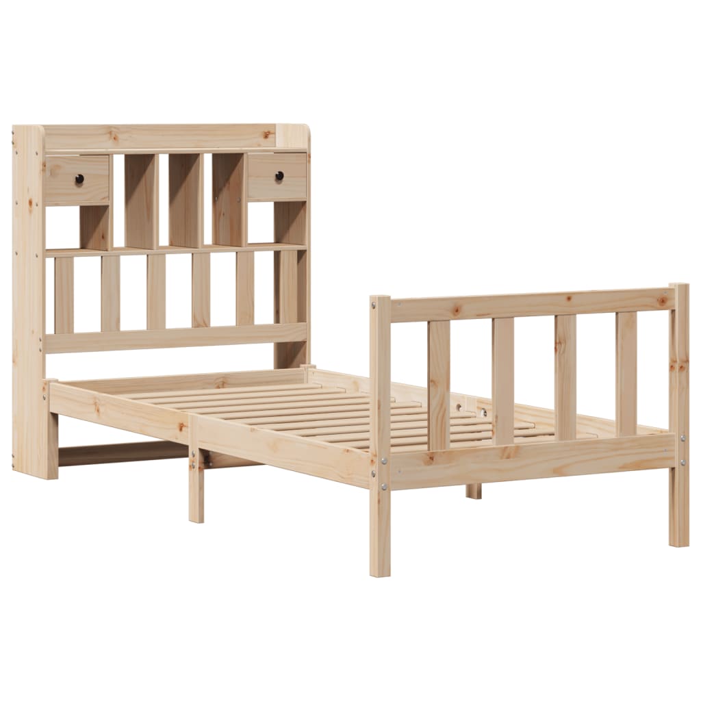 Bookcase Bed without Mattress 90x200 cm Solid Wood Pine