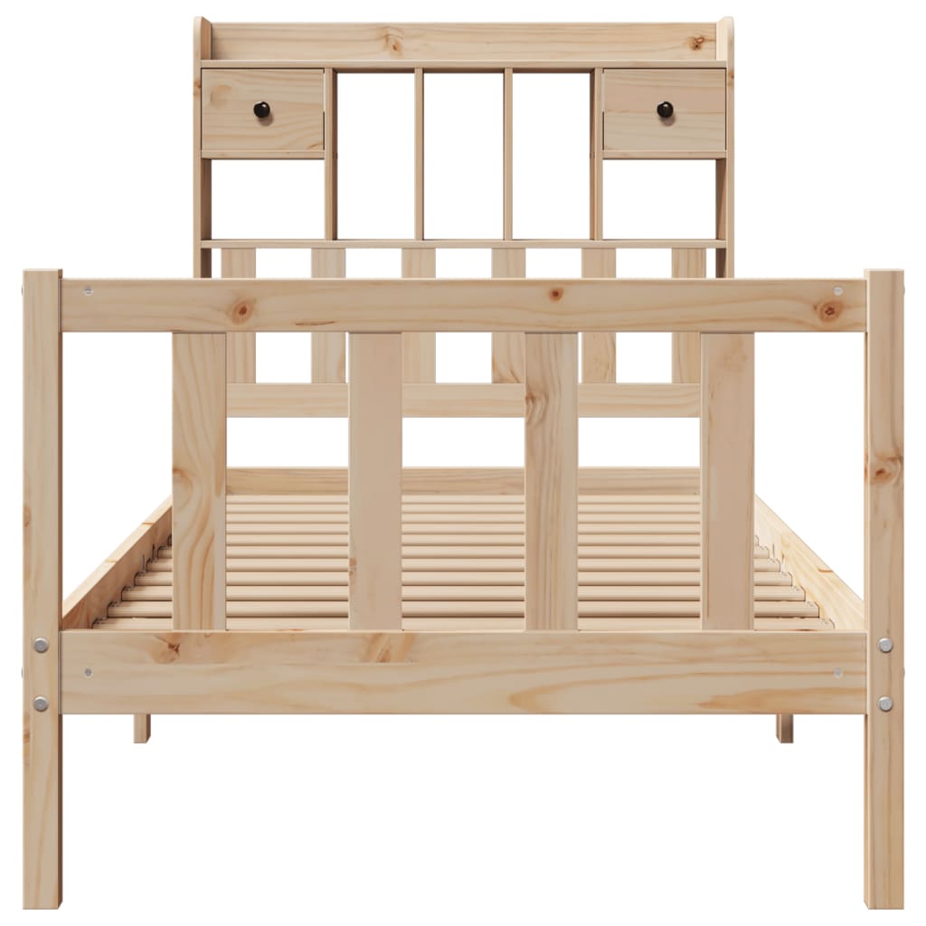 Bookcase Bed without Mattress 90x200 cm Solid Wood Pine