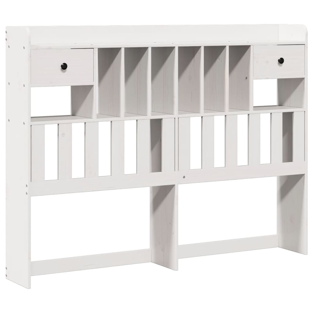 Bookcase Bed without Mattress White 150x200 cm King Solid Wood Pine