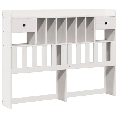 Bookcase Bed without Mattress White 150x200 cm King Solid Wood Pine