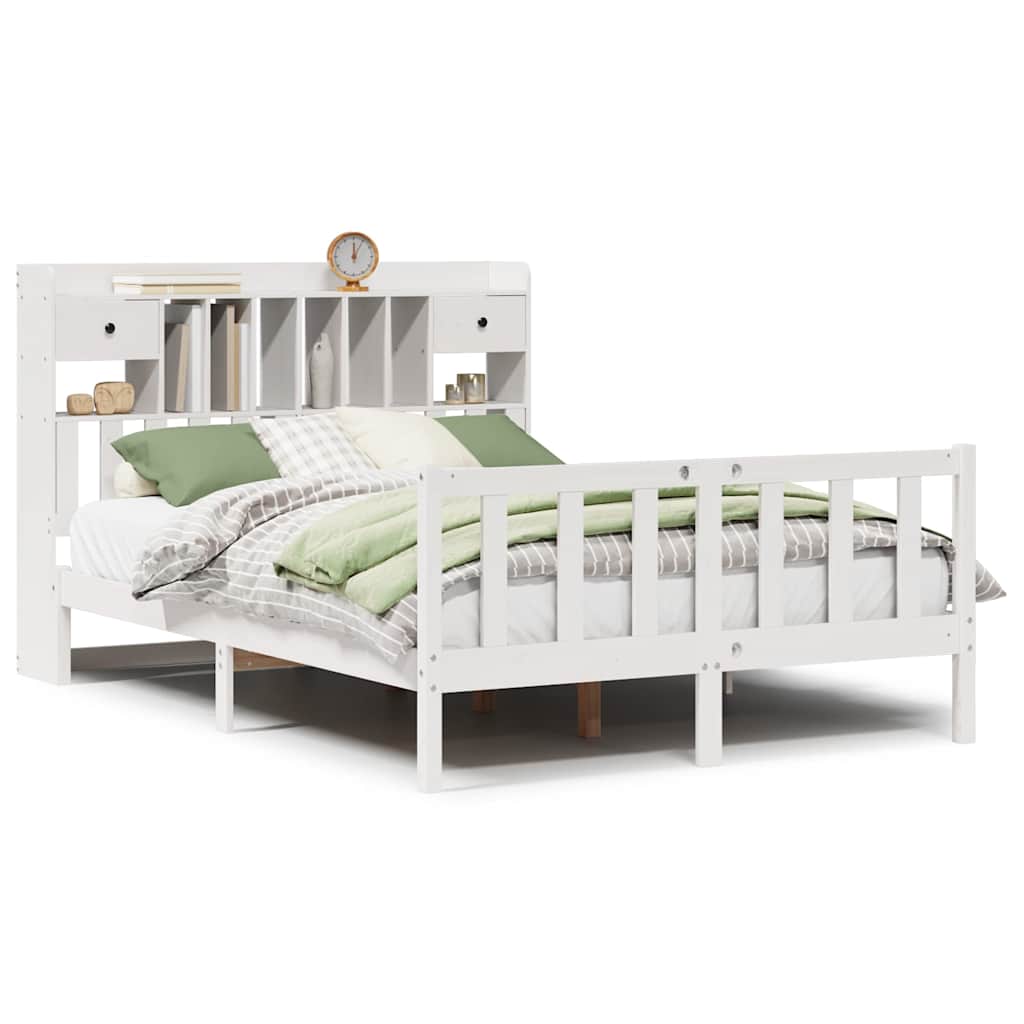 Bookcase Bed without Mattress White 160x200 cm Solid Wood Pine