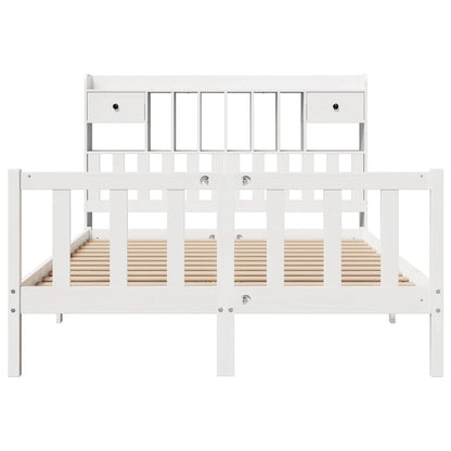 Bookcase Bed without Mattress White 160x200 cm Solid Wood Pine