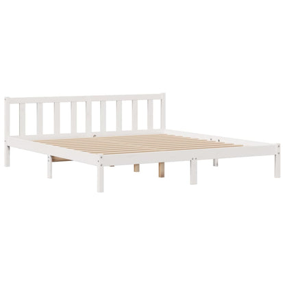 Bookcase Bed without Mattress White 180x200 cm Super King Solid Wood Pine