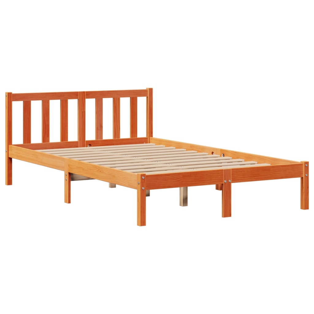 Bookcase Bed without Mattress Wax Brown 135x190 cm Double Solid Wood Pine