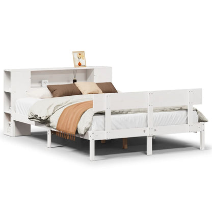 Bookcase Bed without Mattress White 120x190 cm Small Double Solid Wood Pine