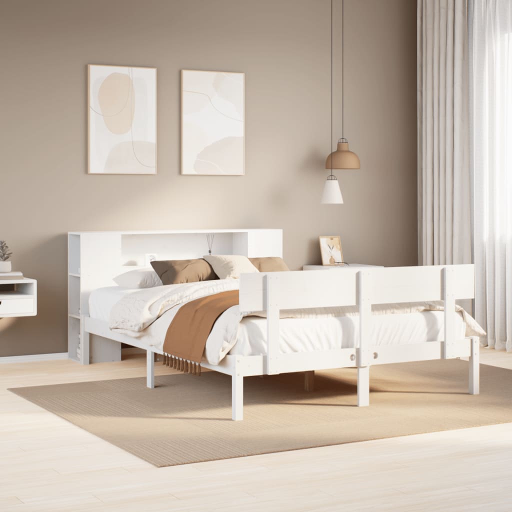 Bookcase Bed without Mattress White 120x190 cm Small Double Solid Wood Pine