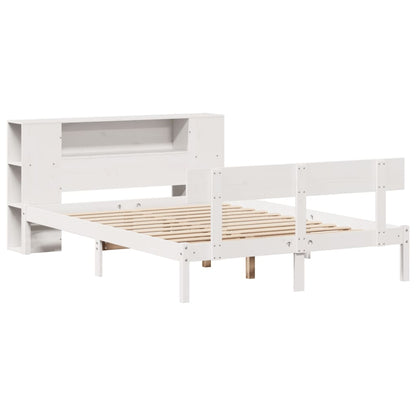 Bookcase Bed without Mattress White 140x190 cm Solid Wood Pine