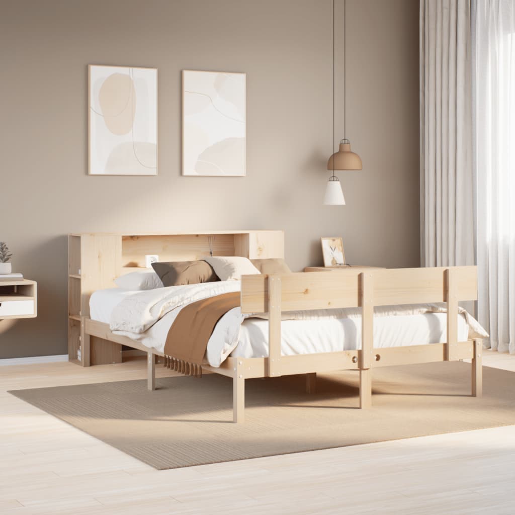 Bookcase Bed without Mattress 160x200 cm Solid Wood Pine