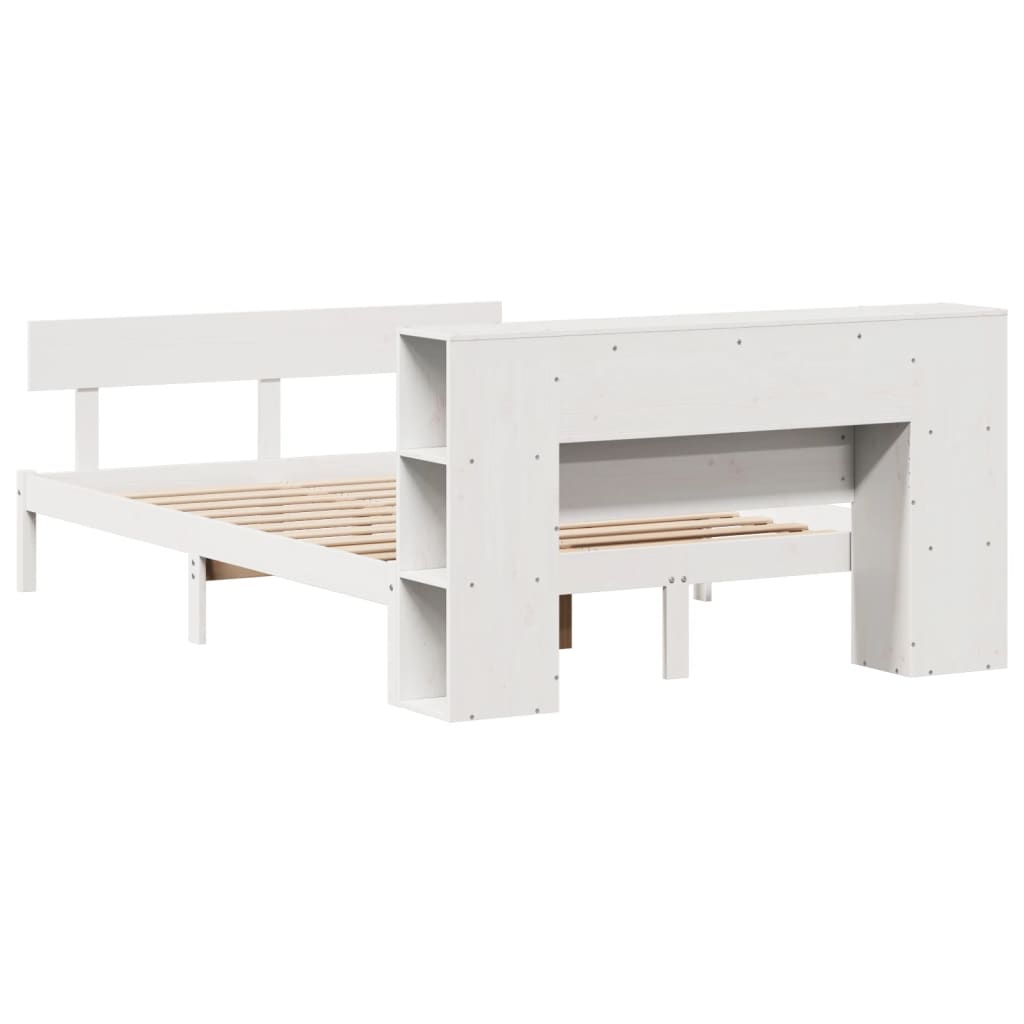 Bookcase Bed without Mattress White 160x200 cm Solid Wood Pine
