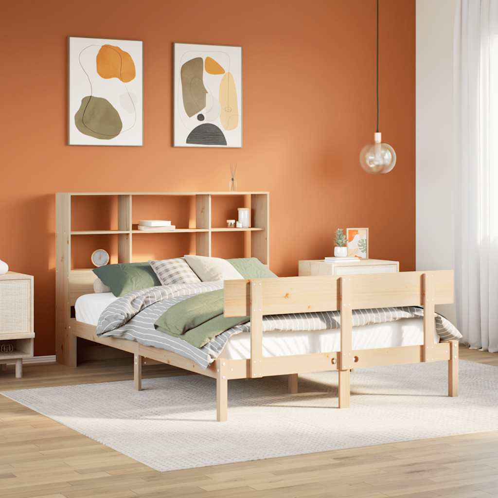 Bookcase Bed without Mattress 160x200 cm Solid Wood Pine