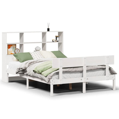Bookcase Bed without Mattress White 160x200 cm Solid Wood Pine
