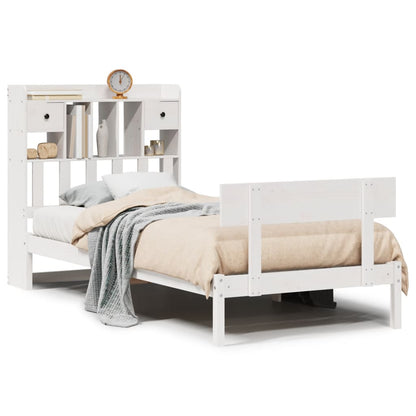 Bookcase Bed without Mattress White 90x190 cm Single Solid Wood Pine