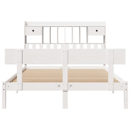 Bookcase Bed without Mattress White 140x200 cm Solid Wood Pine
