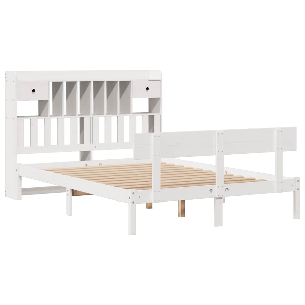 Bookcase Bed without Mattress White 160x200 cm Solid Wood Pine