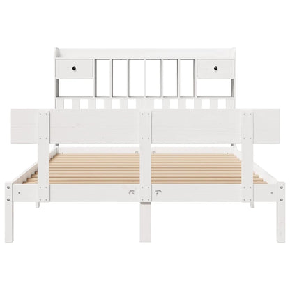 Bookcase Bed without Mattress White 160x200 cm Solid Wood Pine