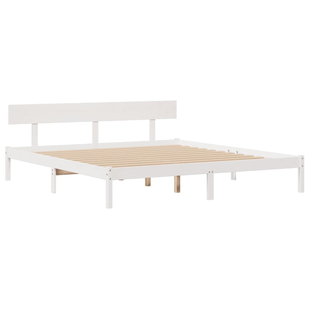 Bookcase Bed without Mattress White 180x200 cm Super King Solid Wood Pine