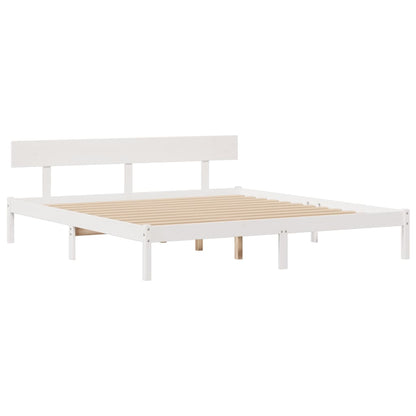 Bookcase Bed without Mattress White 180x200 cm Super King Solid Wood Pine