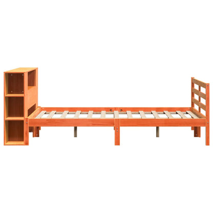 Bookcase Bed without Mattress Wax Brown 140x190 cm Solid Wood Pine