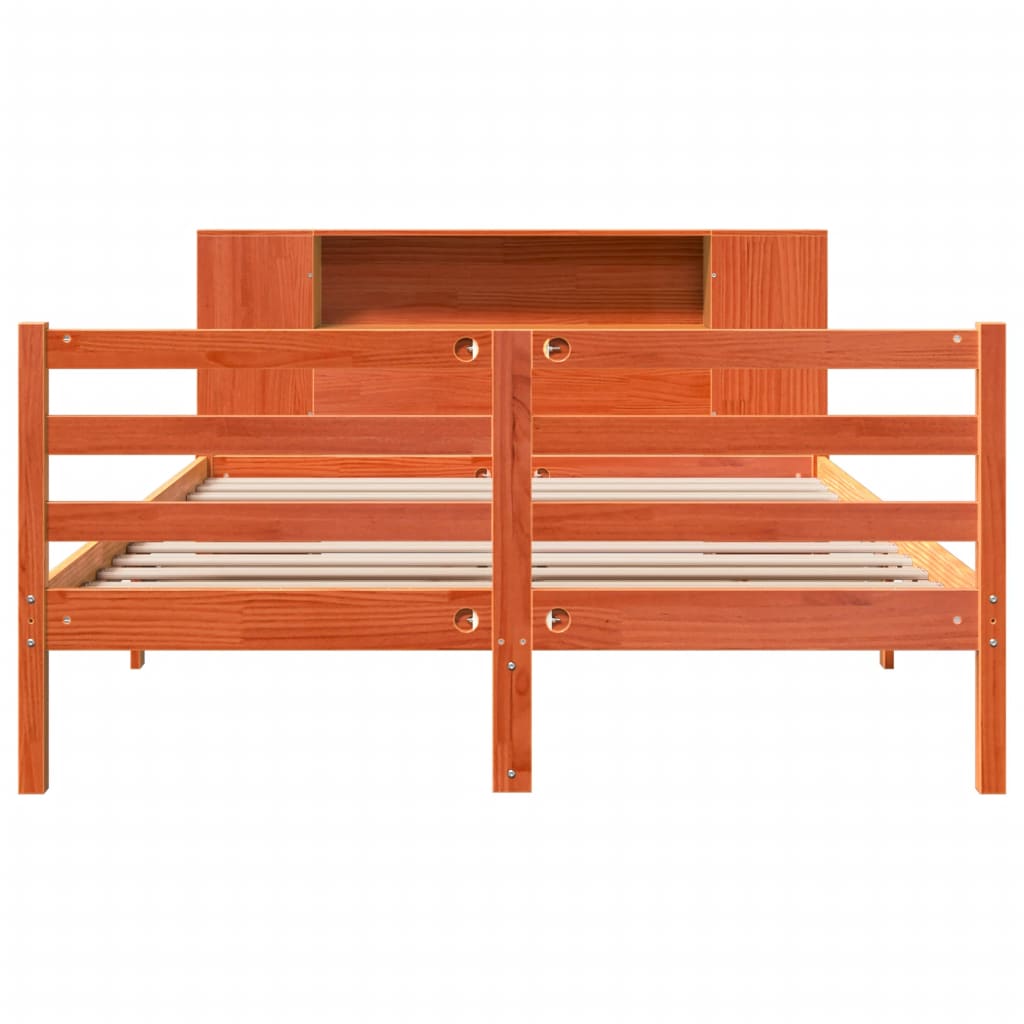 Bookcase Bed without Mattress Wax Brown 140x200 cm Solid Wood Pine
