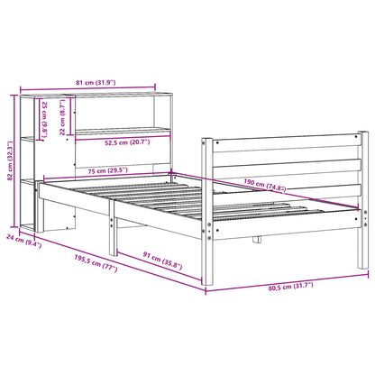 Bookcase Bed without Mattress 75x190 cm Small Single Solid Wood Pine