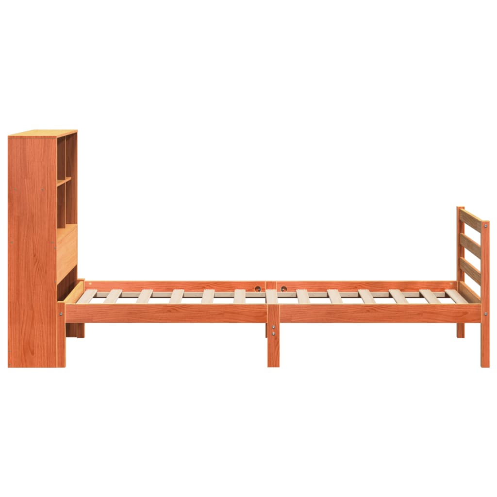 Bookcase Bed without Mattress Wax Brown 75x190 cm Small Single Solid Wood