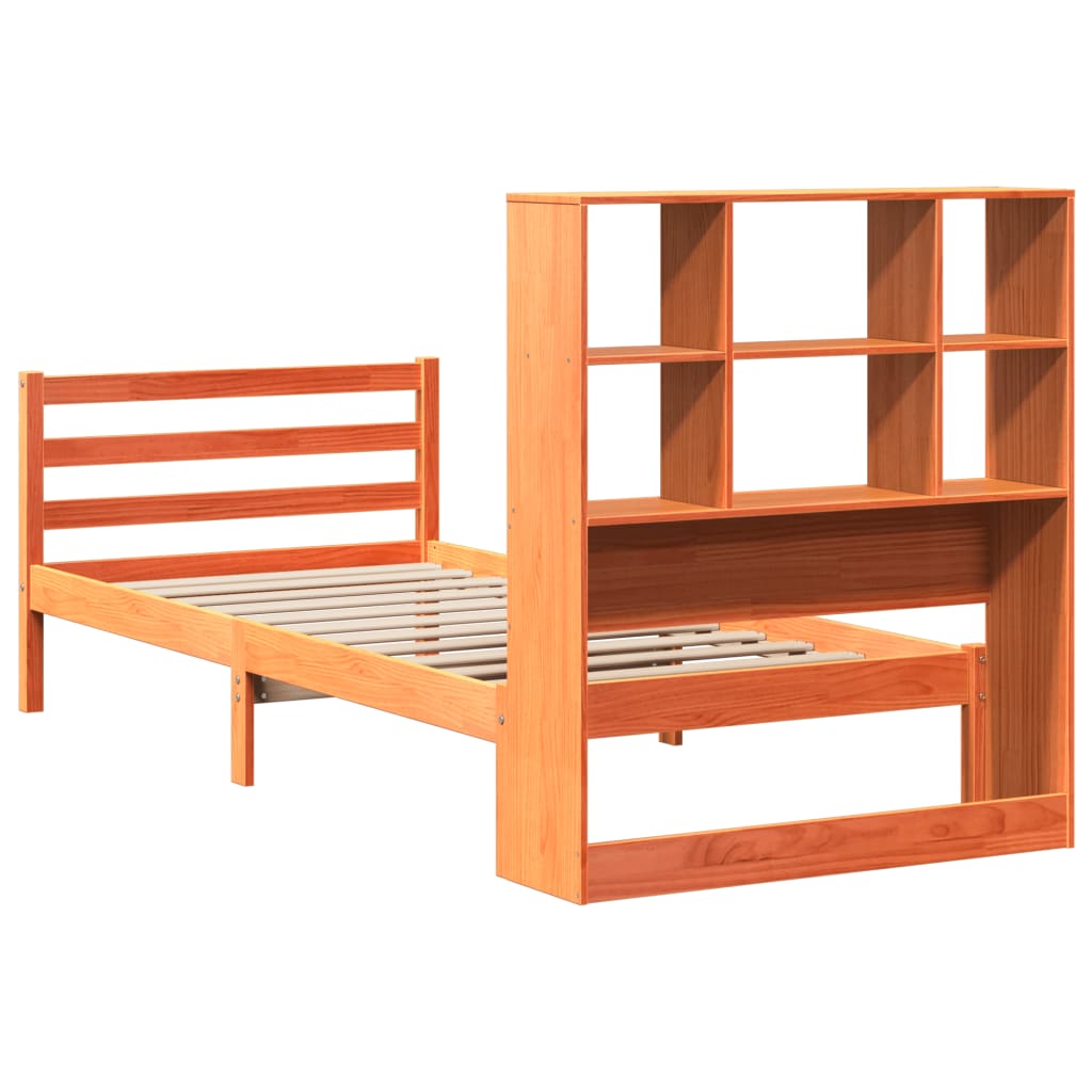 Bookcase Bed without Mattress Wax Brown 75x190 cm Small Single Solid Wood