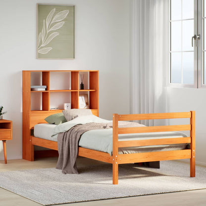Bookcase Bed without Mattress Wax Brown 75x190 cm Small Single Solid Wood