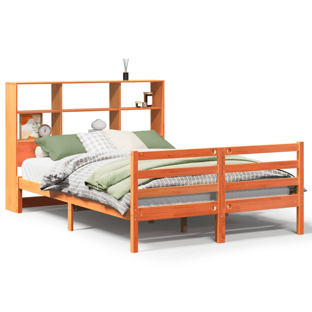 Bookcase Bed without Mattress Wax Brown 160x200 cm Solid Wood