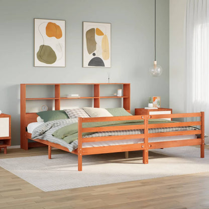 Bookcase Bed without Mattress Wax Brown 180x200 cm Super King Solid Wood