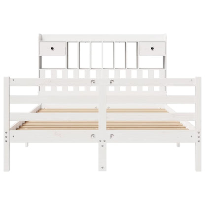 Bookcase Bed without Mattress White 140x190 cm Solid Wood Pine