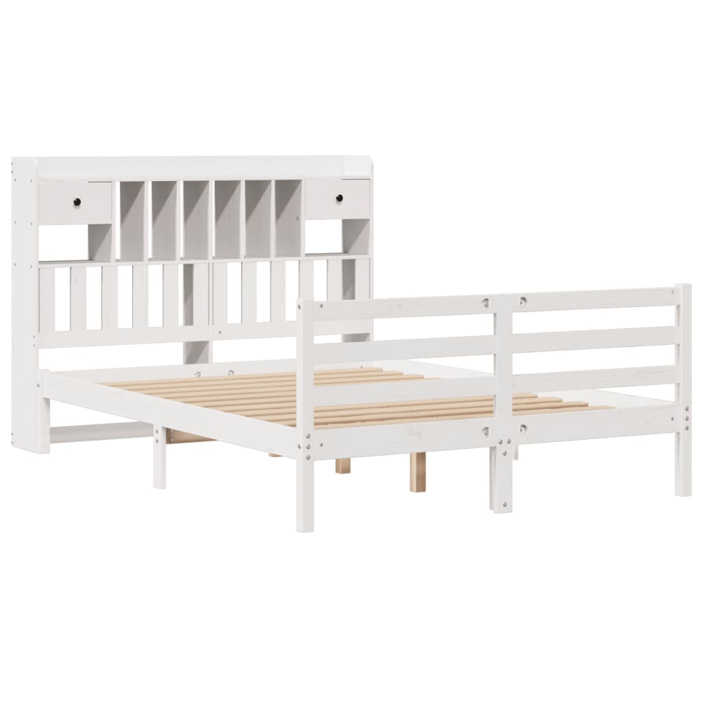 Bookcase Bed without Mattress White 140x200 cm Solid Wood Pine