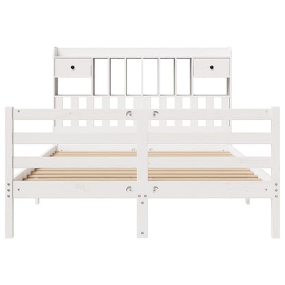 Bookcase Bed without Mattress White 140x200 cm Solid Wood Pine