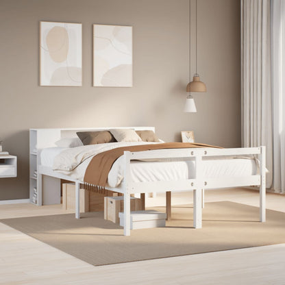Bookcase Bed without Mattress White 140x190 cm Solid Wood Pine