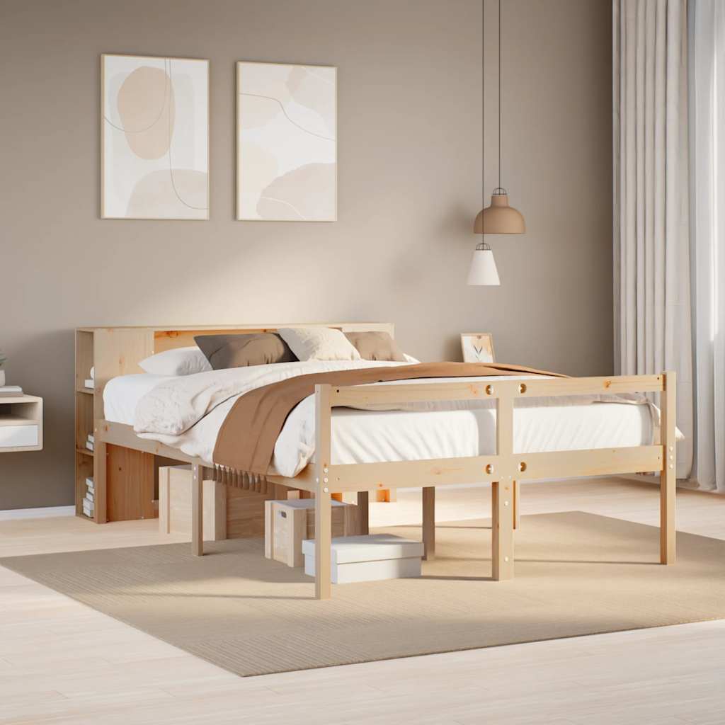 Bookcase Bed without Mattress 160x200 cm Solid Wood Pine