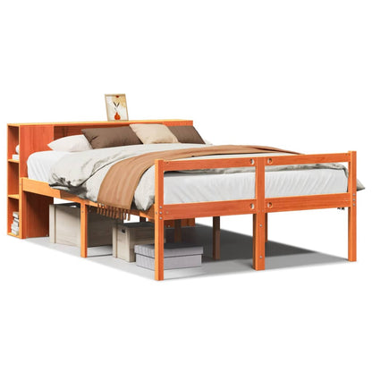 Bookcase Bed without Mattress Wax Brown 140x190 cm Solid Wood